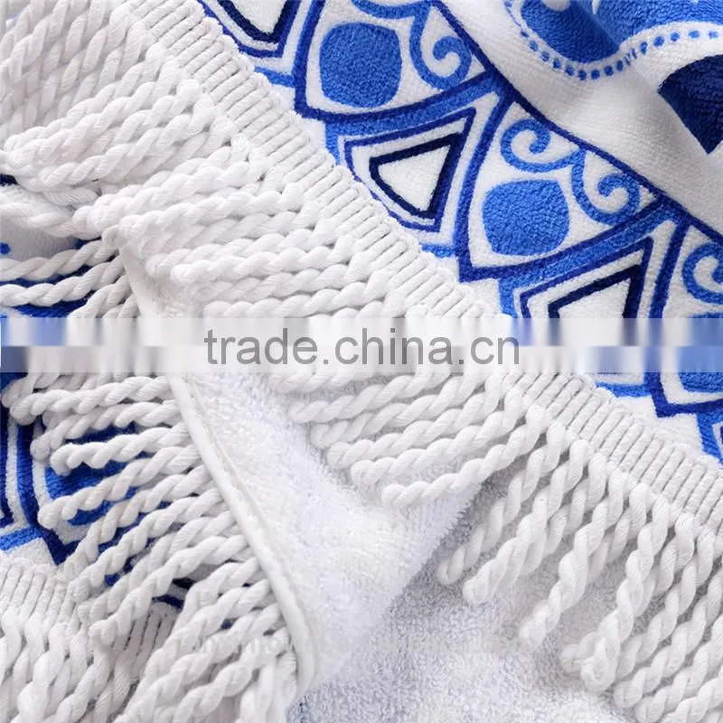 Custom Design Reactive Print Cotton Beach Towel Round Pareo China Supplier