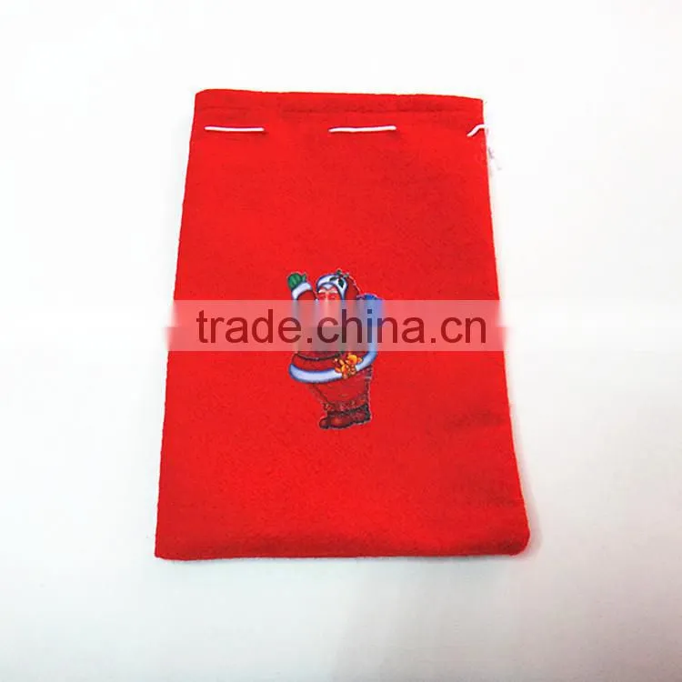 Gift Bag Jewelry Red Velvet Pouch Drawstring Christmas