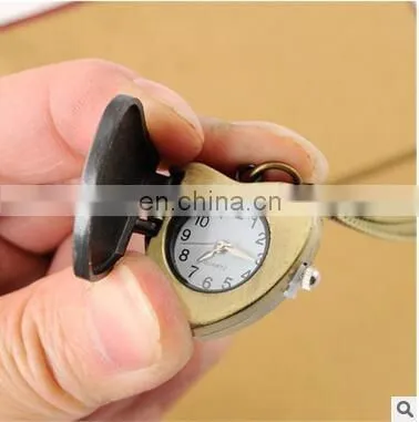 2017 new fashion retro style Diamond Heart Alloy Heart Pocket Necklace Watch Christmas Gift for girlfriend
