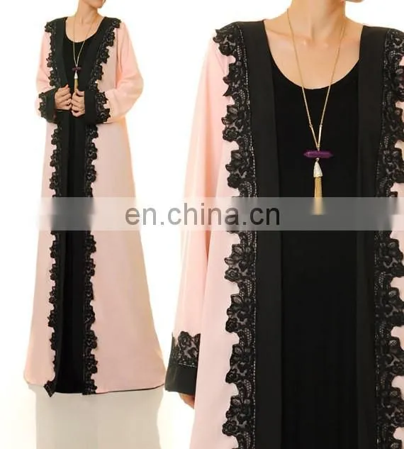 2017 New Design Wholesale Dubai Abaya Islamic Clothing Kimono Open Front Muslim Women Abaya