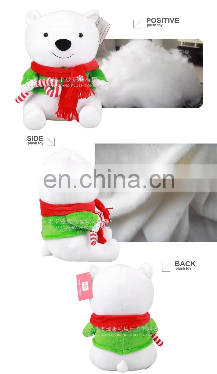 25cm plush polar bear toy with scarf wholesale for 2016 christmas