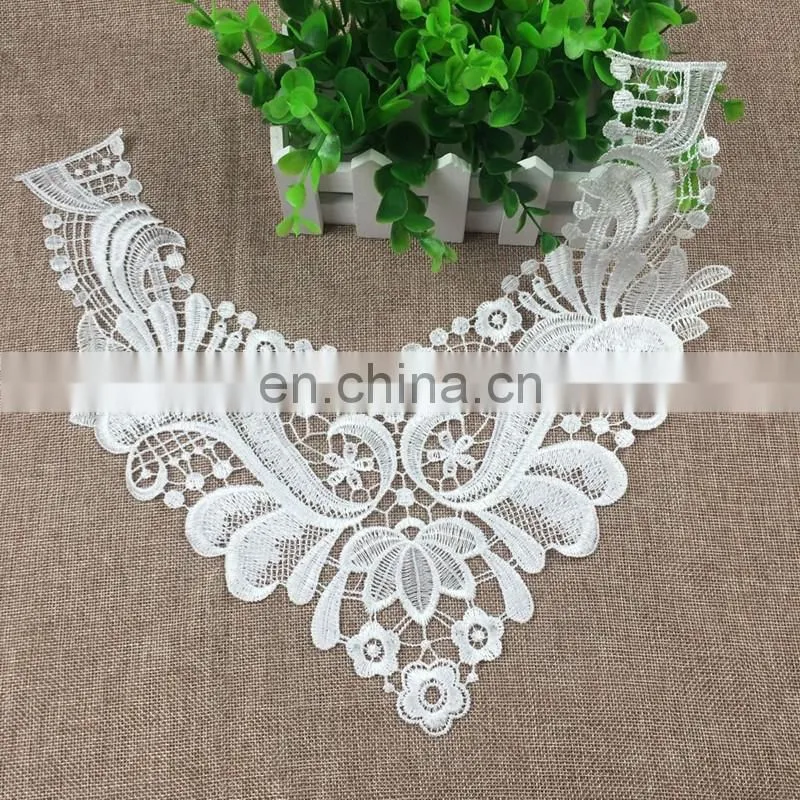 2017 latest custom embroidery neck design lace collar for wedding dresses