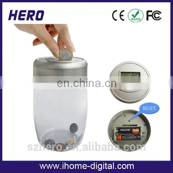 Digital transparent money saving jar custom coin bank for kids made in China