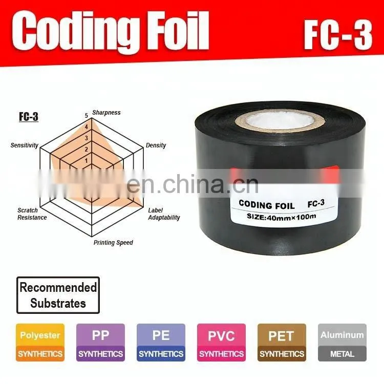 Package Date Coding SCF900 FC3 digital Hot Stamping Ribbons and Foils machine ribbon