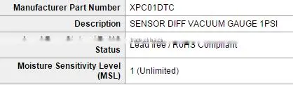 (New and original)IC Components parts XPC01DTC Pressure Sensors Transducers transmitter XPC SENSOR DIFF VACUUM GAUGE 1PSI