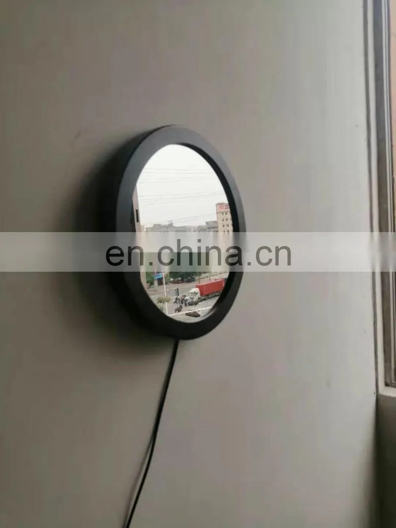 Decorative glass round Moon mirror with stand shelf for home table makeup mirror