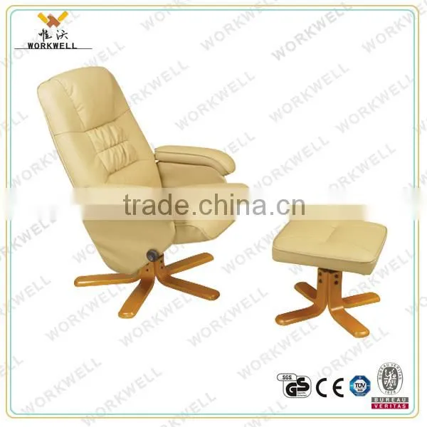 WorkWell white PU leather leisure recliner chair with ottoman kw-R08