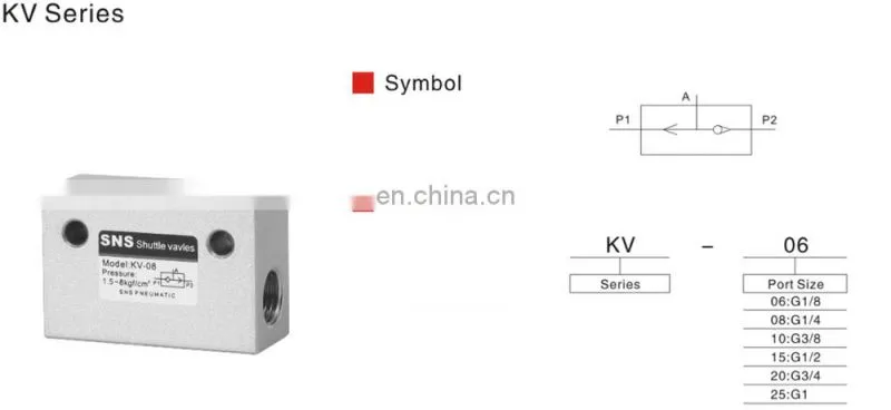 SNS (KV series) hand brake hydraulic push pneumatic shuttle valve