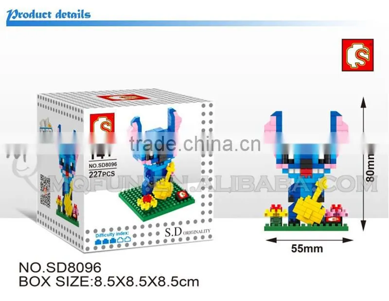 Mini Qute Sembo kawaii 4 styles Surfing Stitch diamond plastic building block model educational toy