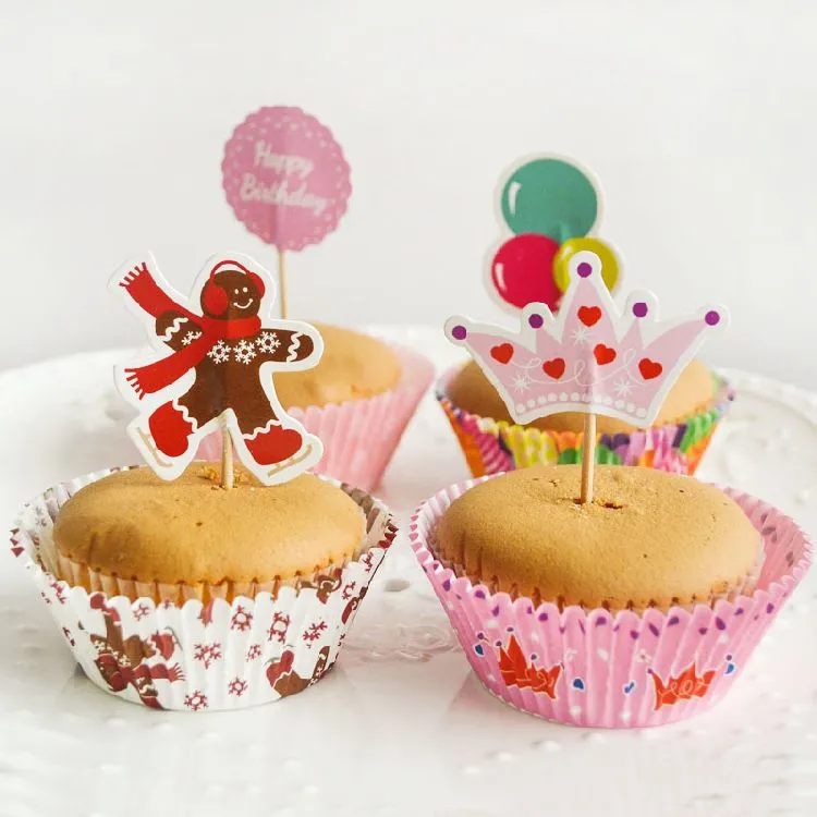 Coloured cupcake kit cupcake case and picks (1)