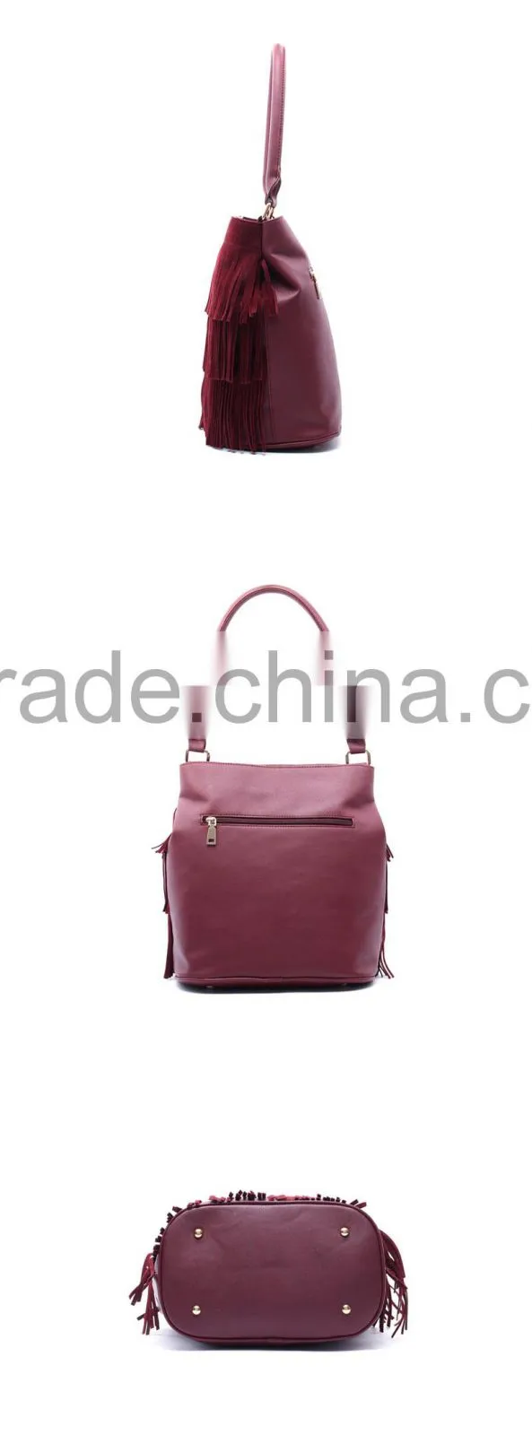 Wine red lady handbag bag shoulder bags leather tassel fashion handbags