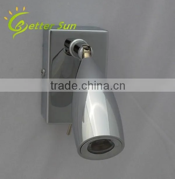 3W Chrome Color With Switch Small LED Wall Light for Bed Reading