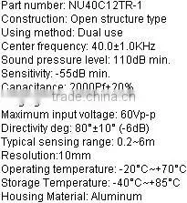 High quality open structure ultrasonic sensor NU40C12TR-1