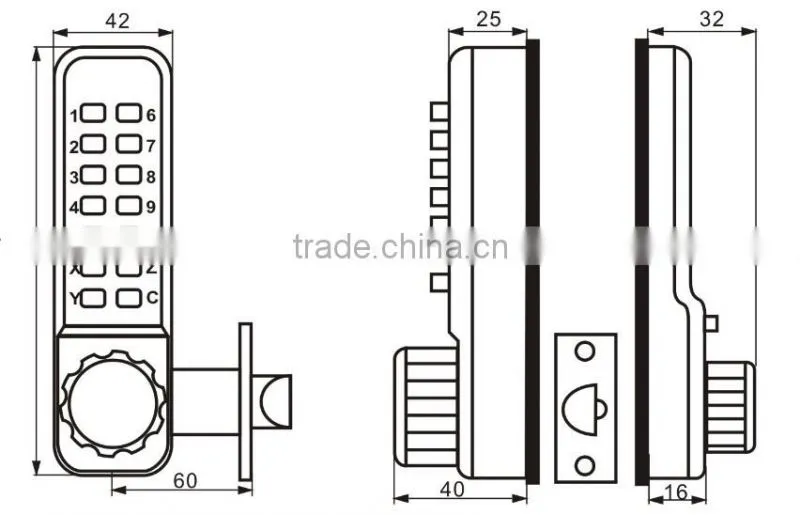 OSPON Keyless Mechanical Digital Combination Spring Latch Door Lock Stain chrome OS12A