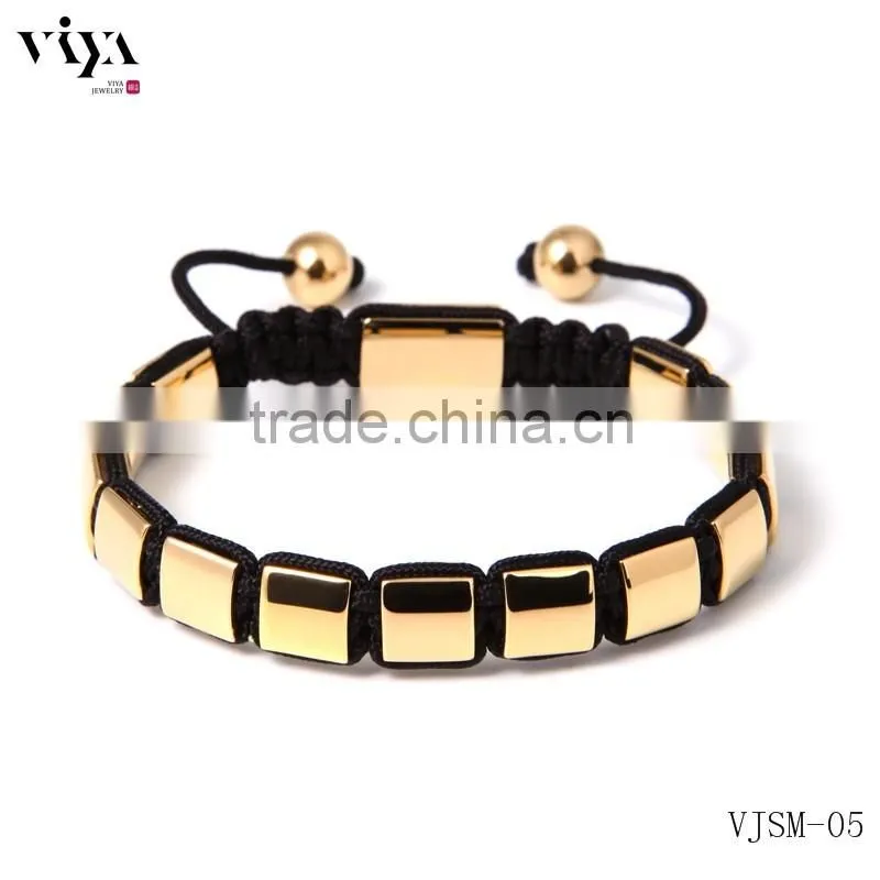 Viya Luxury Mens Bracelets with Charm Square Beads Chinese Knot