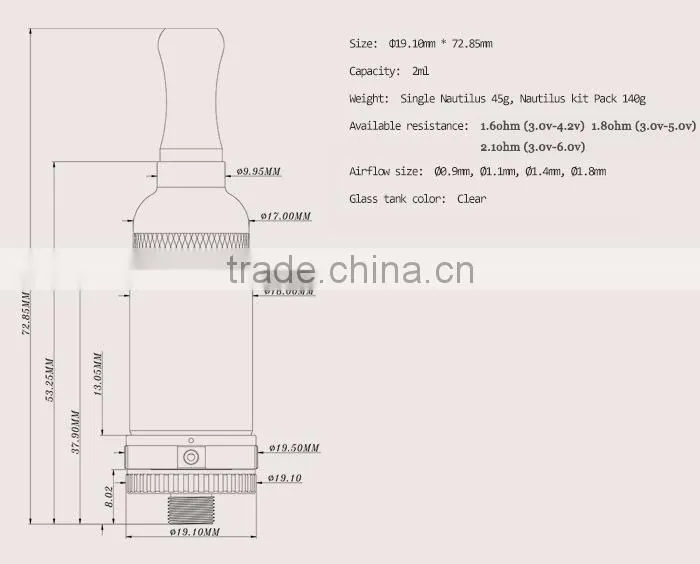 100% original genuine with aspire letter of authorization supplier aspire mini nautilus with high quality