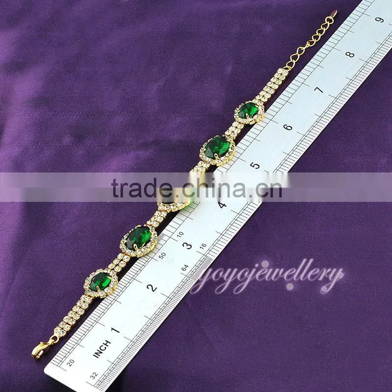 Green stone cheap ladies hand glass bracelet design with diamonds