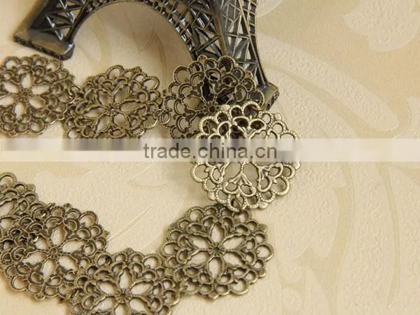 New Lovely Metallic Sweet Lady Hollow Rose Flower Elastic Hair Band Fashion Headband - Gold (Gloden Flower)