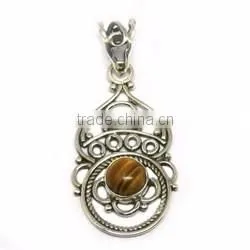 Perfect Brown Of Tiger Eye 925 Sterling Silver Jewelry Pendant, India Wholesaler Silver Jewelry, Fabulous Designs Silver Jewelry