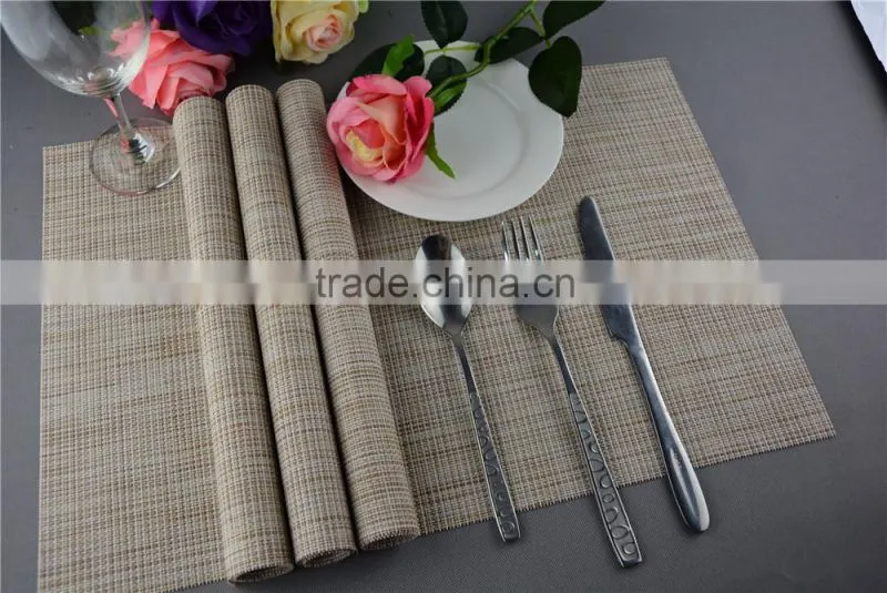Table decoration PVC solid color disposable flaxen linen table placemat 45*30cm