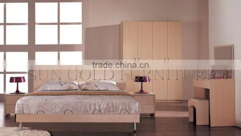 latest double bed designs wooden bed picture(SZ-BT008)