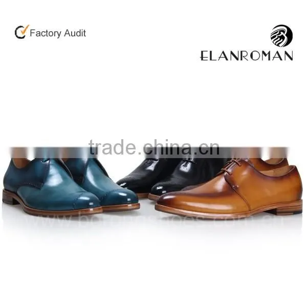Elegant Italian calf leather derby design brown men dress leather shoes