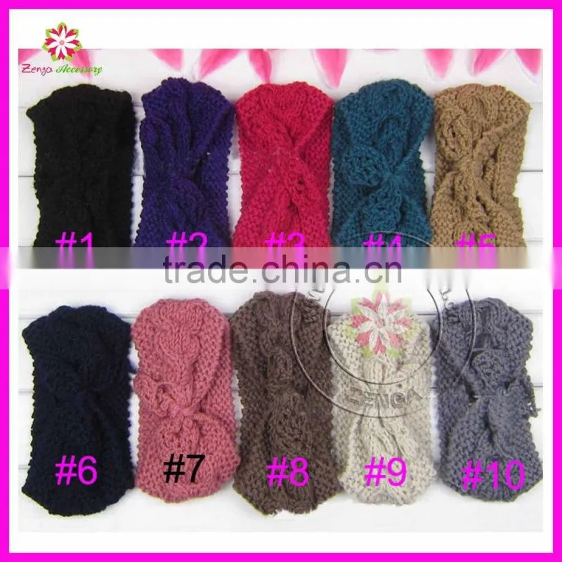 Winter Flower Knit Crochet Headwrap Headband ear warmer headwear wrap hairband