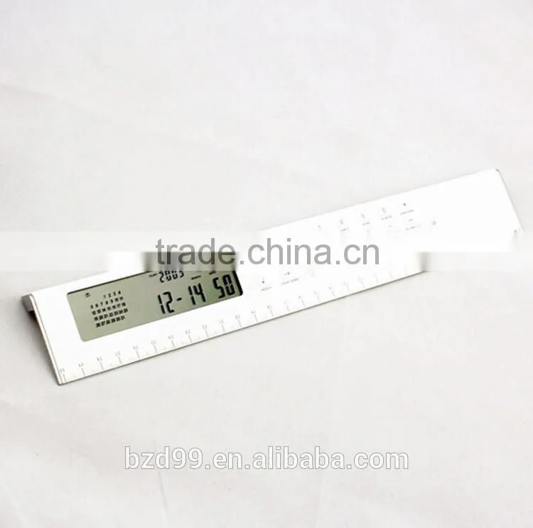 Promotional for Student/ Office/ Housework Pratical Functional Electric LCD Ruler Calculator with Digital Clock/ Alarm