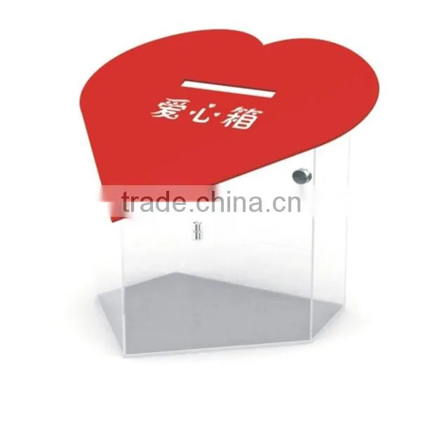shenzhen newest red acrylic donation box with lock and key