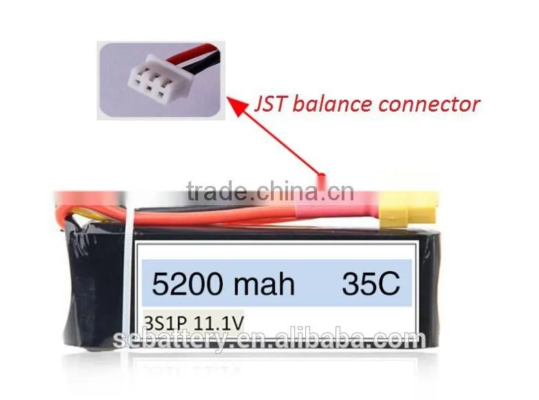 RC battery Pack 11.1V 5200mAh 3S continuous high rate 35C Quadcopter Drone