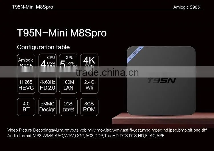 Latest in the market High Quality 2g 8g S905 T95N Mini M8S pro T95N wifi tv smart box Internet Android TV box