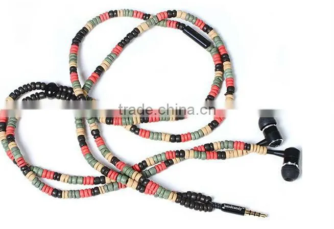 Fashion beaded stone earphone for promotion and gifts