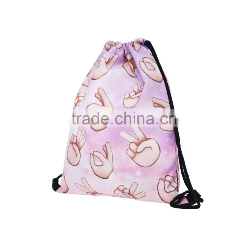 High Quality 3D Printed Fashion Silk Make Drawstring Bag