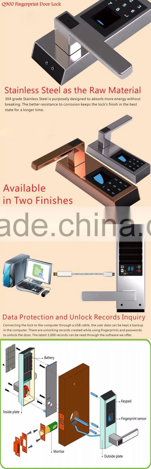 Q900 Smart fingerprint door lock