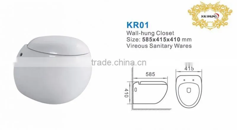 European quality standard bathroom wall hung toilet / wall hung wc / wall mounted toilet Round Wall-hung Toilet Bowl