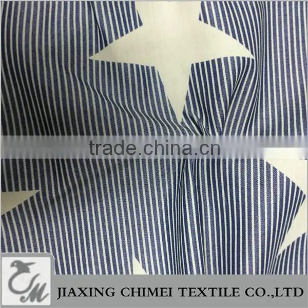 jiaxing strip star printed patternof tencel denim for denim shirt men