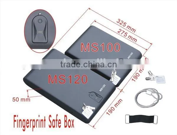 Wholesale- MS120 Micro Vault Portable Fingerprint Biometric Mini Car Gun Pistol Security Storage Portable Steel Safe Box / Vault
