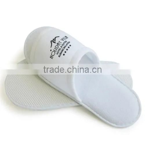White plush velour two colors hotel embroidery slippers
