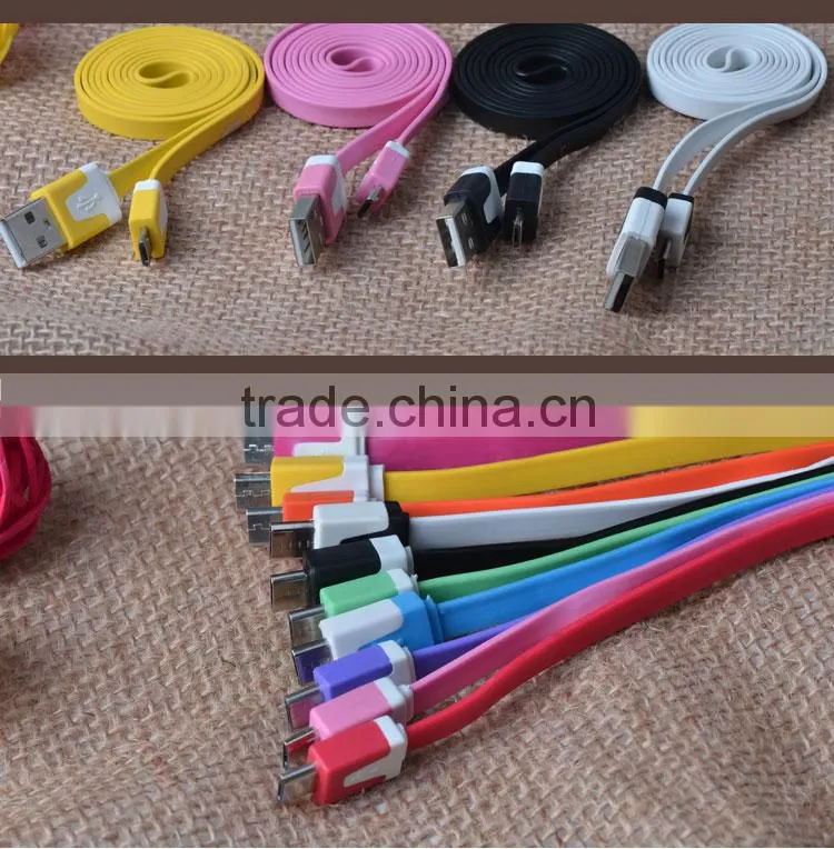 1M Colorful Noodle usb micro cable for Blackberry