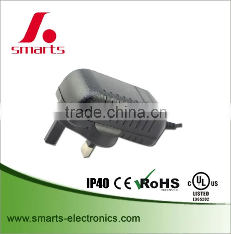 ce ul listed 12v 24v 9w wall type power adapter with eu us uk plug
