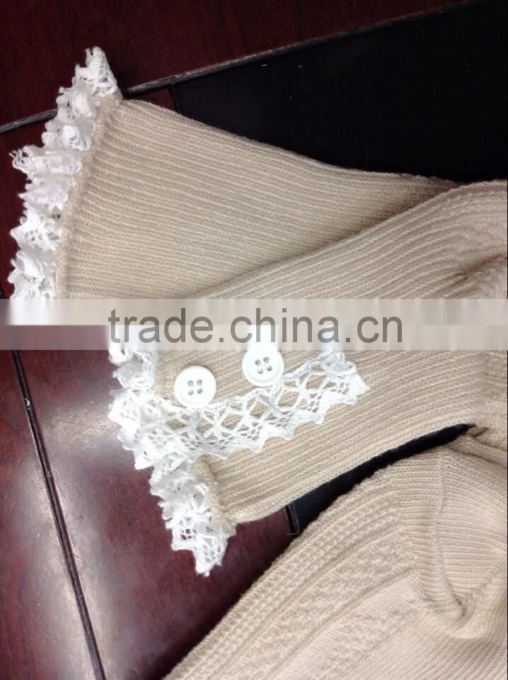 Wholesale Acrylic Knitted Leg Warmers With Buttons For Women Girl Lace Leg Warmers