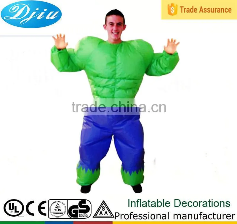 DJ-CO-136 Adult green huge people party supplies inflatable muscle costume