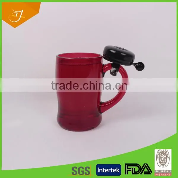 belly shape beer glass cheap color beer glass mug with handle