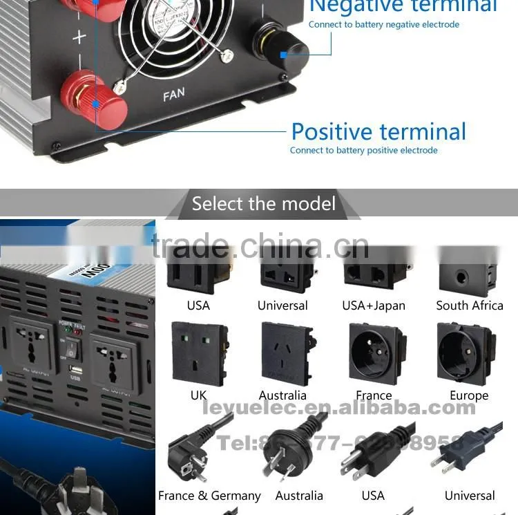 CE RoHS approved 3000w modified wave power inverer dc input 24v ac output 110v/220v with solar panel