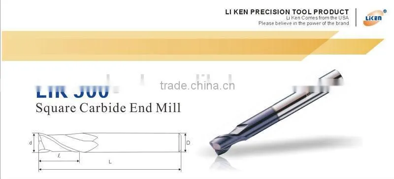 Liken500 HRC55 2Flute end mill CNC milling cutter wood