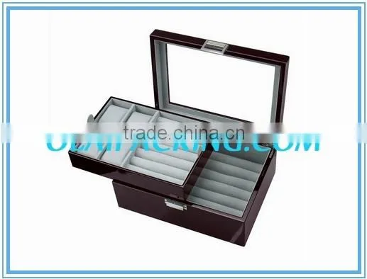 Deluxe Red Wooden Cufflink & Watch Display Storage