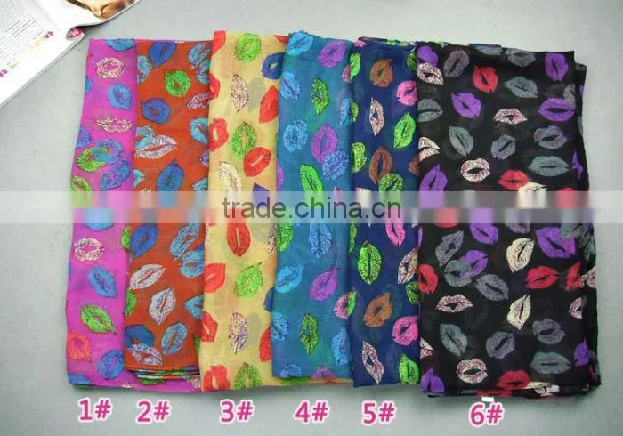 LIP Multicolor 100% Viscose Women Scarf Voile Scarves 180*90 Pashmina Muslim