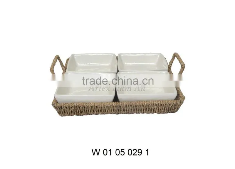 Square Seagrass Tray for Serving Tea