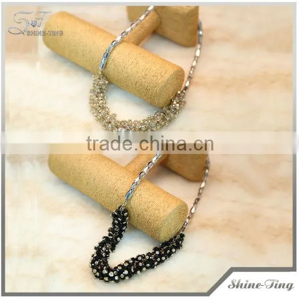 charming white crystal beads bib statement Necklace with chain for women