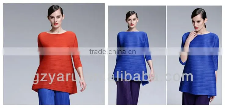 The latest five fold collar sleeves loose fashion pleated blouse